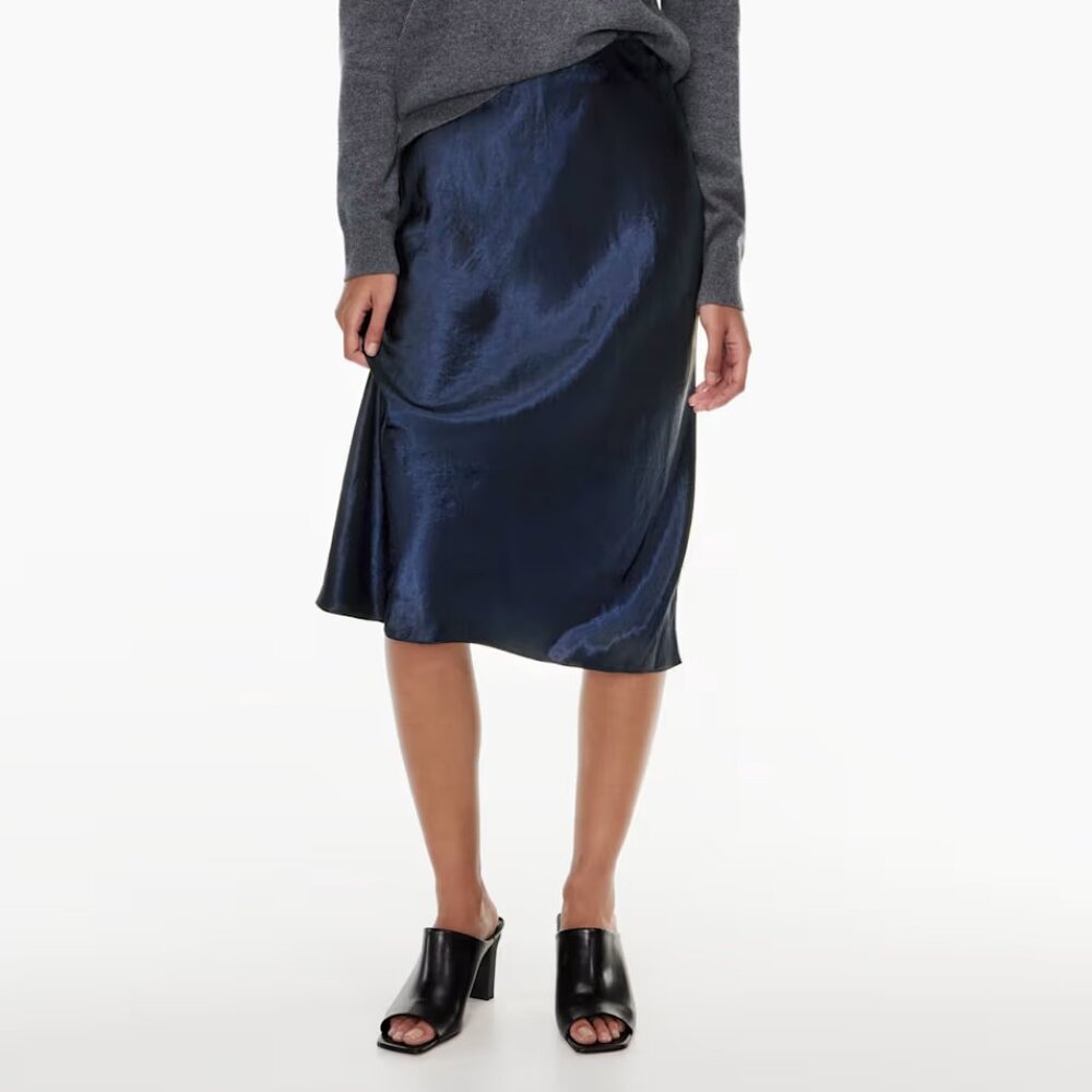 Aritzia Babaton Slip Midi Skirt - Starboard blue